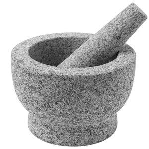 Mortar and Pestle Set - 6 Inch - 2 Cup Capacity - Unpolished Heavy Granite